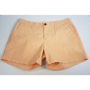 Old Navy Womens Size 8 Orange Chino Mid Rise Shorts Pockets Cotton Stretch